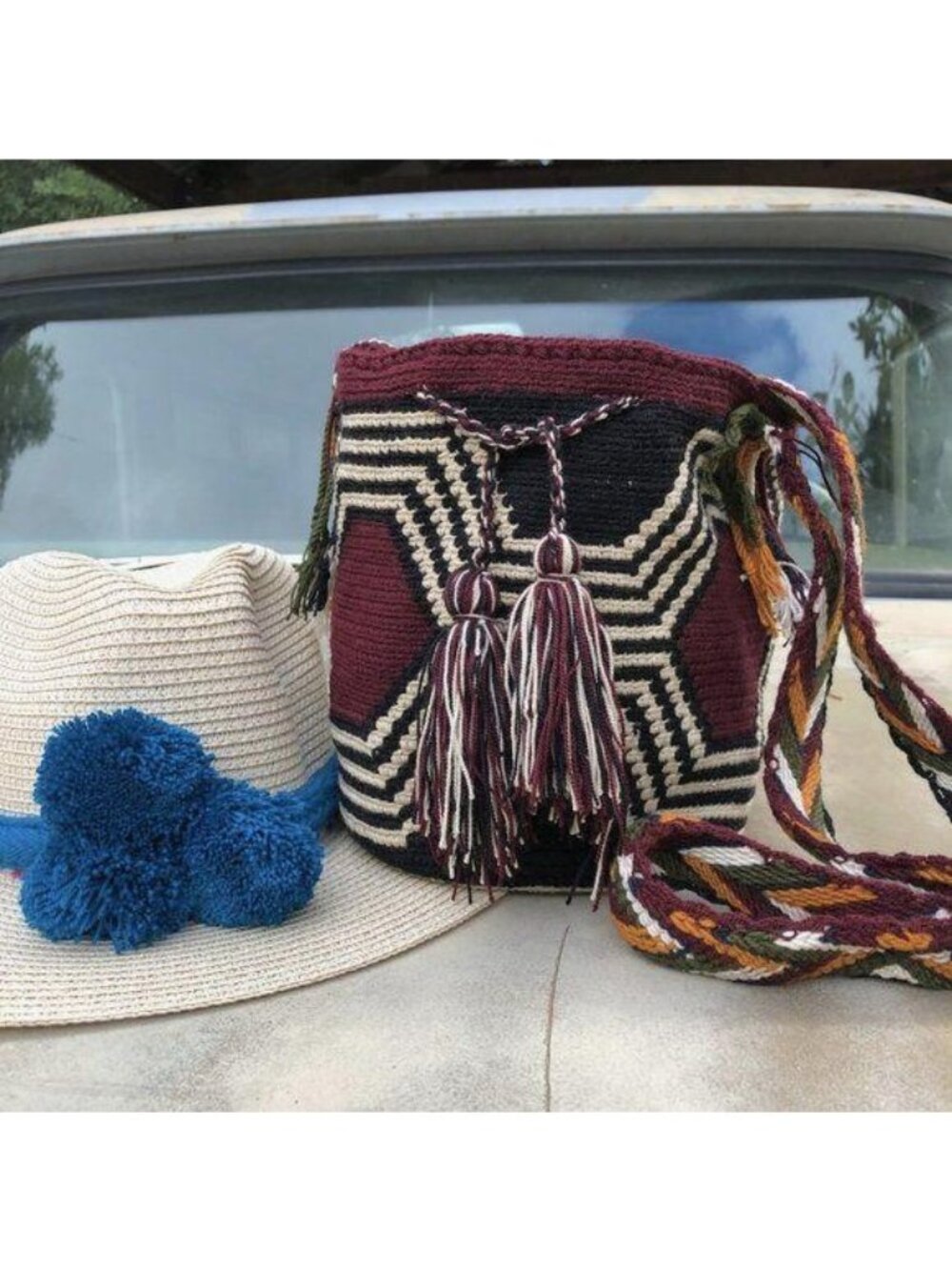Colombia Wayuu Bucket Bag Drawstring Handmade Knit